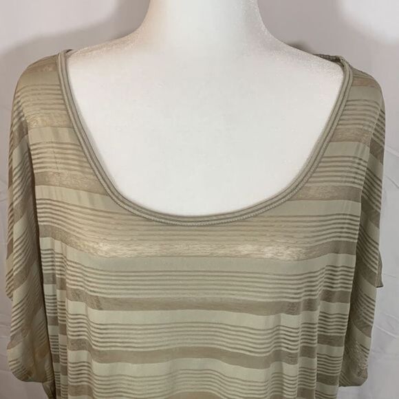 Lane Bryant Light Green Striped T-Shirt/Top/Blouse - Picture 2 of 7